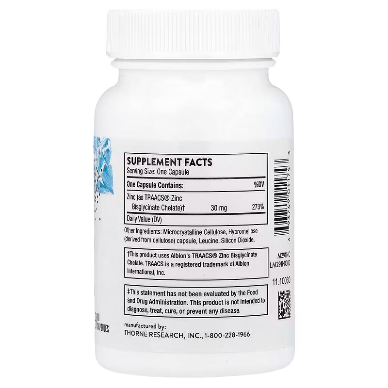 Thorne Zinc Bisglycinate 30mg 60 Capsules