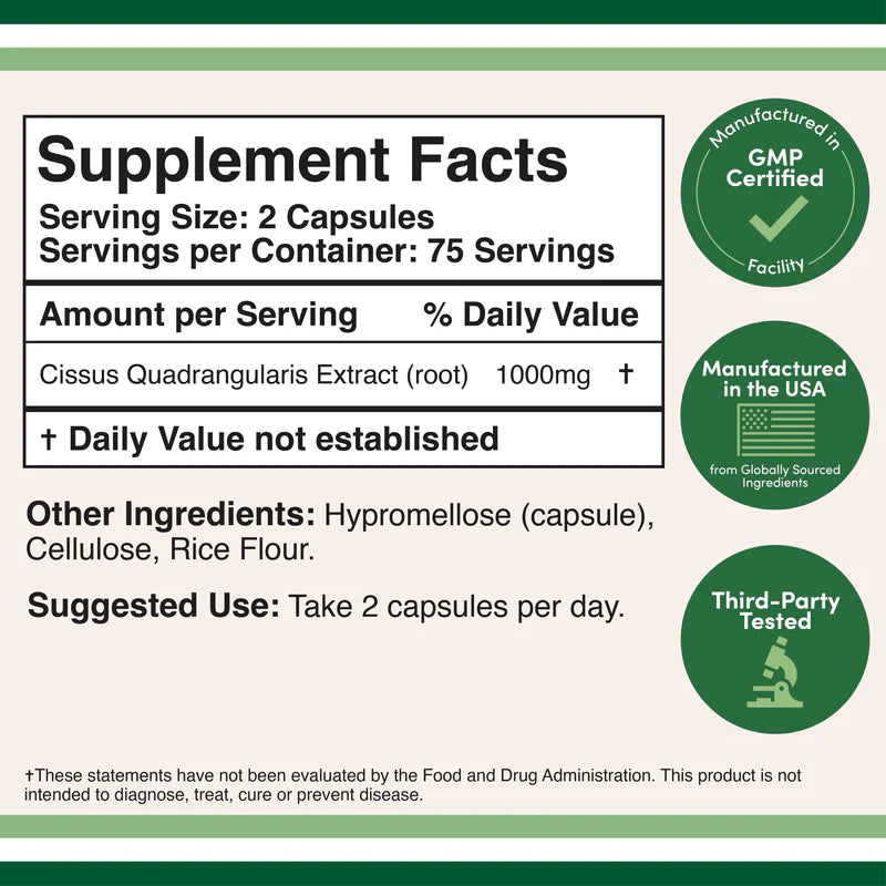 Double Wood Cissus Quadrangularis Extract Supplement 150caps