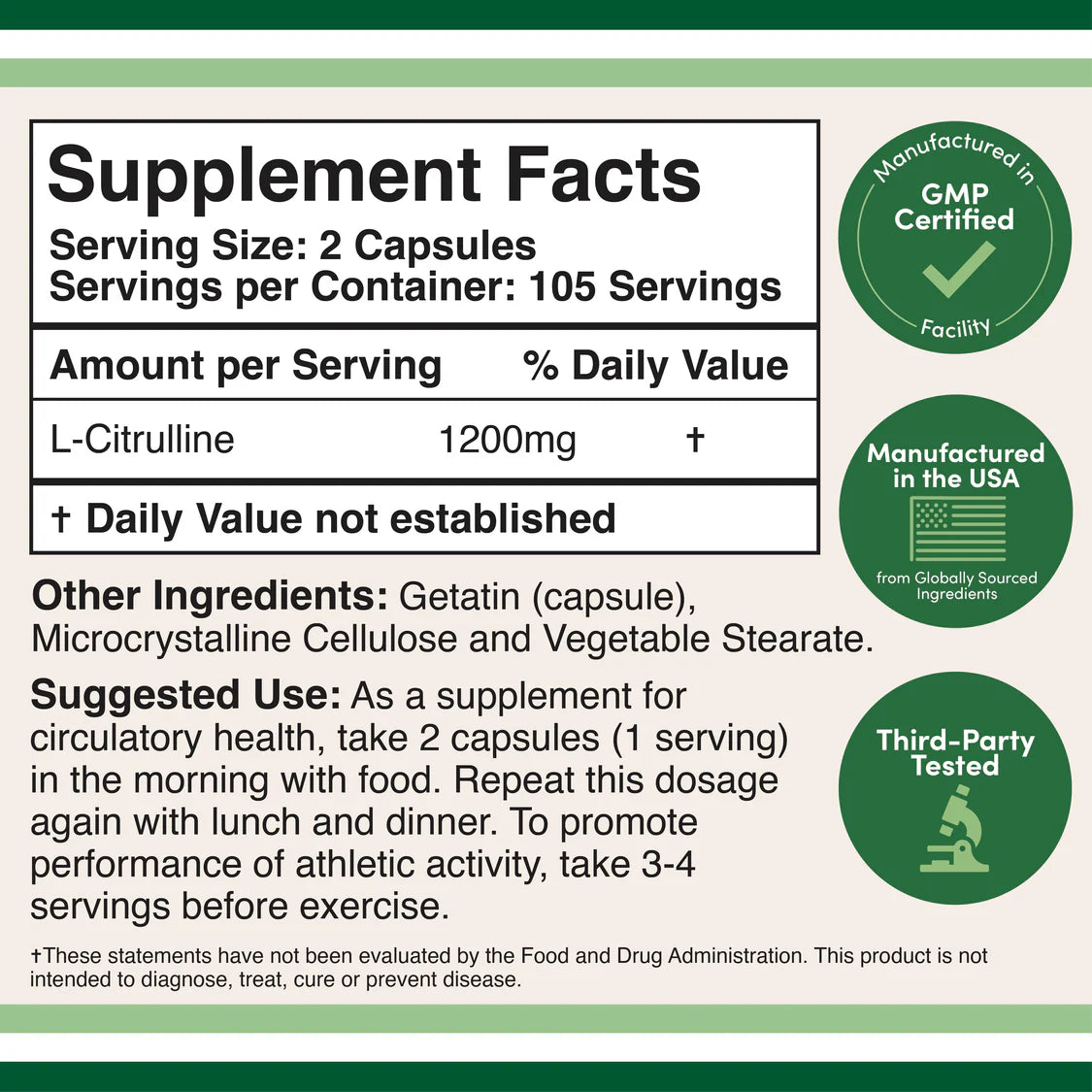 Double Wood L-Citrulline Supplement 210caps