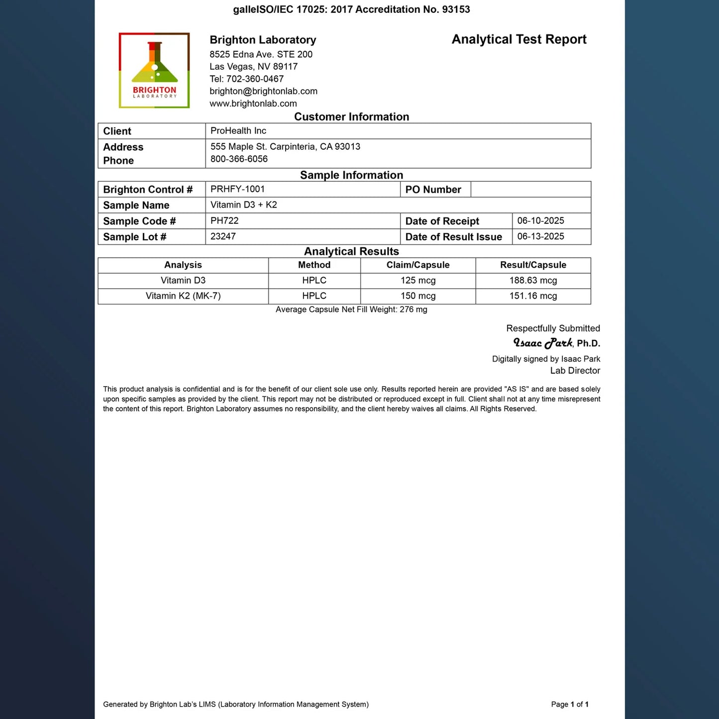 Pro Health Vitamin D3+K2 5000 IU 30 caps